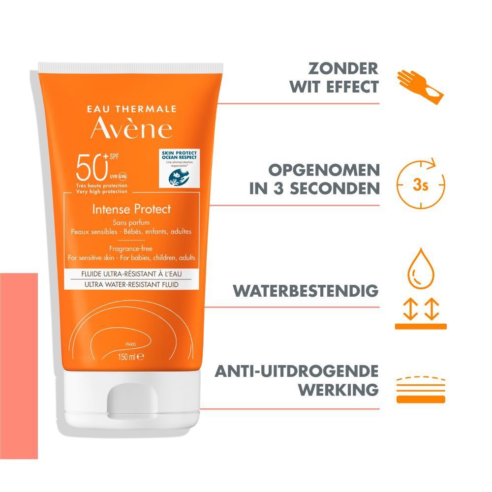 Achterkant van een oranje tube. Tekst: Ultra-waterbestendig, getest onder extreme omstandigheden. QR-code.
