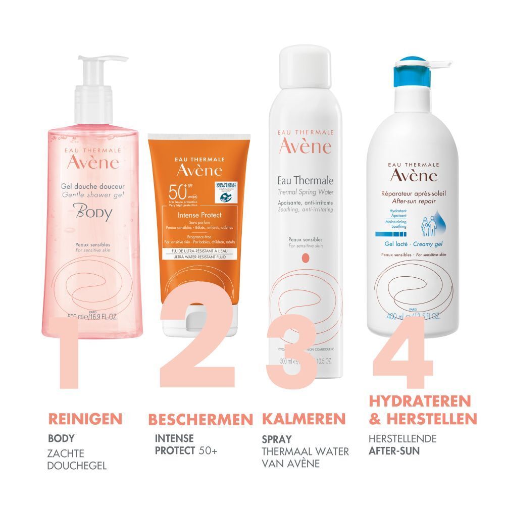 Achterkant van een oranje tube. Tekst: Ultra-waterbestendig, getest onder extreme omstandigheden. QR-code.