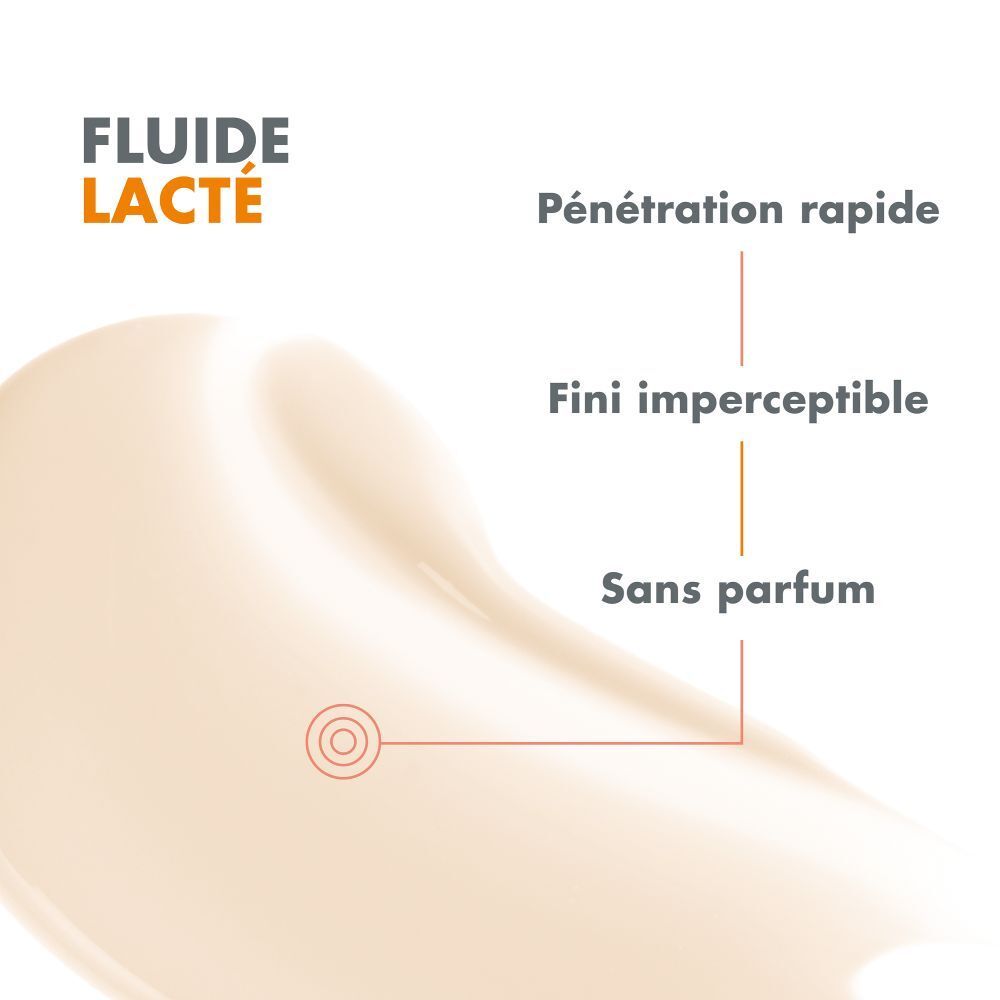 Tube orange avec bouchon blanc. Texte: Eau Thermale Avène, Intense Protect SPF 50+. Sans parfum.