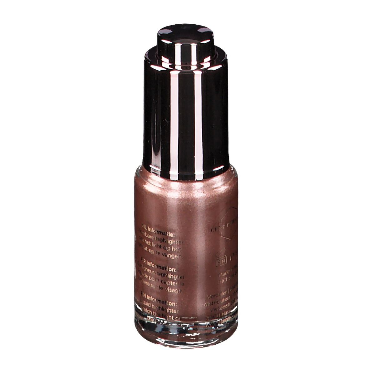 Achteraanzicht van de highlighter. Tekst in meerdere talen. Opschrift: Cent Pur Cent Liquid Highlighter.