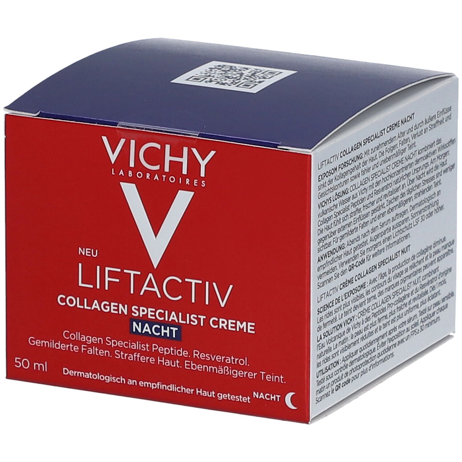 Emballage. Vichy Liftactiv Collagen Specialist Crème Nuit. 50 ml. Texte.