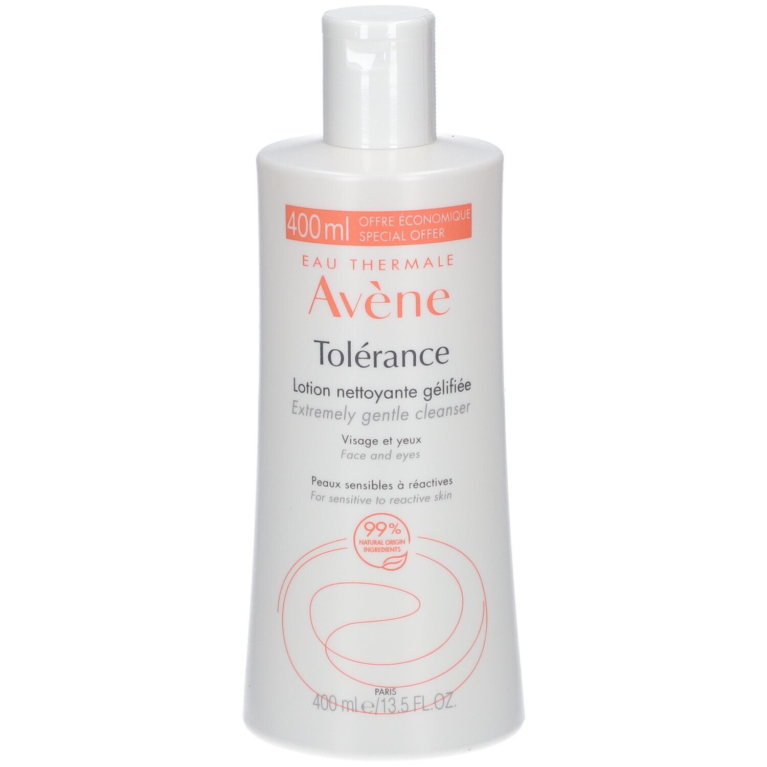 Avène Tolérance: 400ml Flasche mit extrem sanftem Reinigungsgel für Gesicht und Augen.