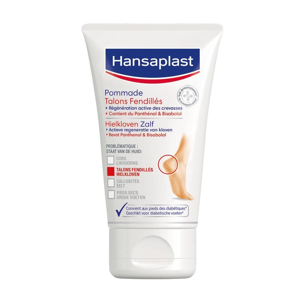 Hansaplast Pommade Talons Fendillés. Crèmetube. Bevat Panthenol & Bisabolol. Geschikt voor diabetische voeten.