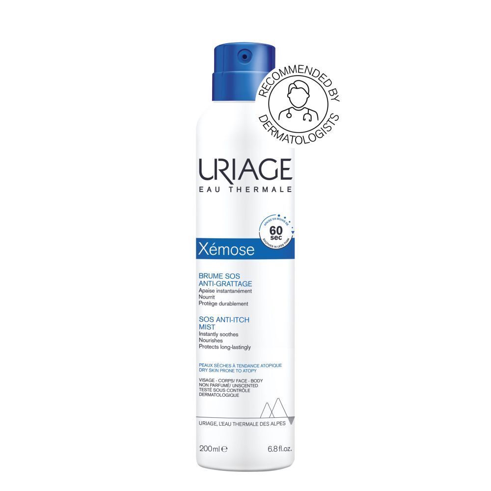 Uriage Xémose spray. Product- en gebruiksinformatie. Tekst en afbeeldingen.