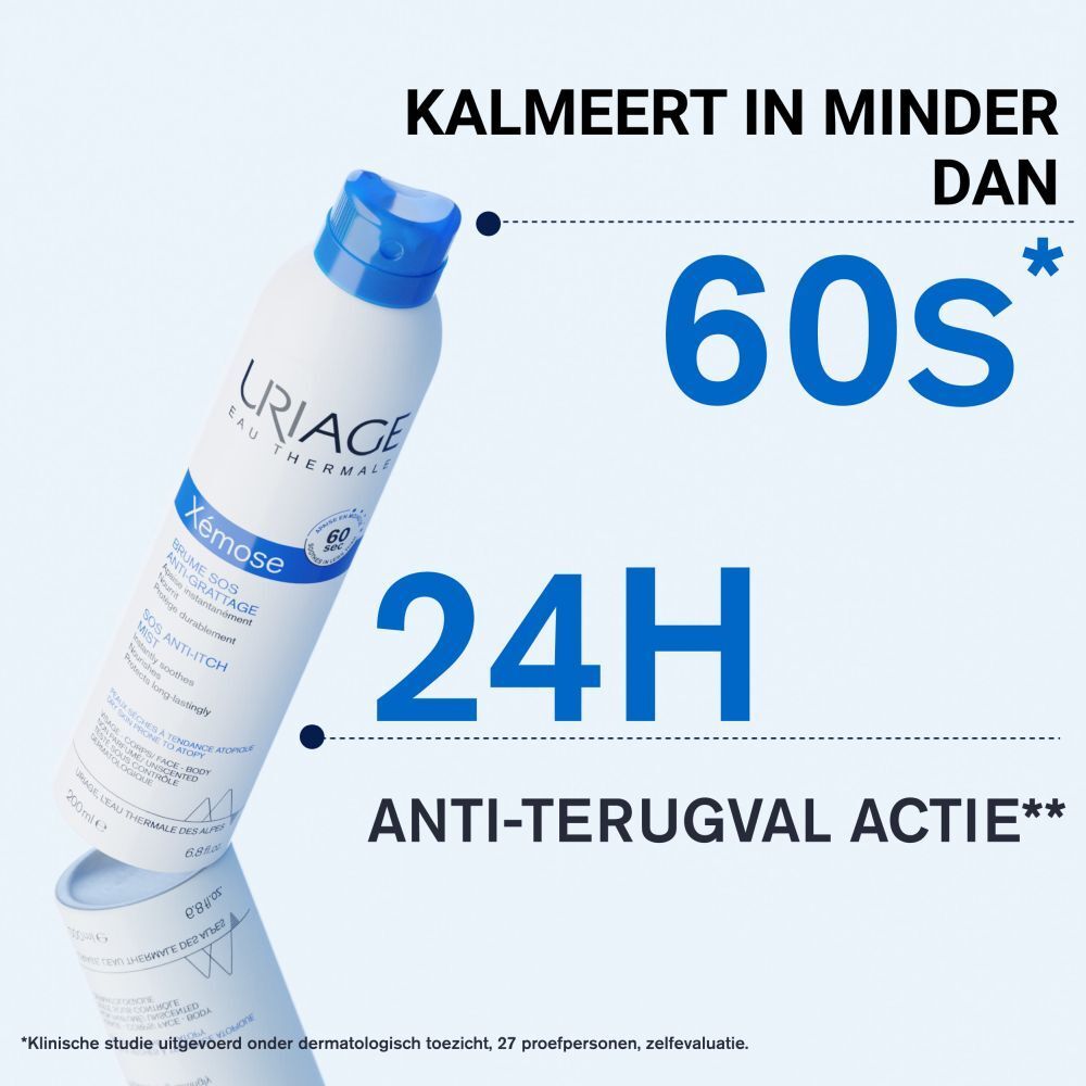 Uriage Xémose spray. Product- en gebruiksinformatie. Tekst en afbeeldingen.