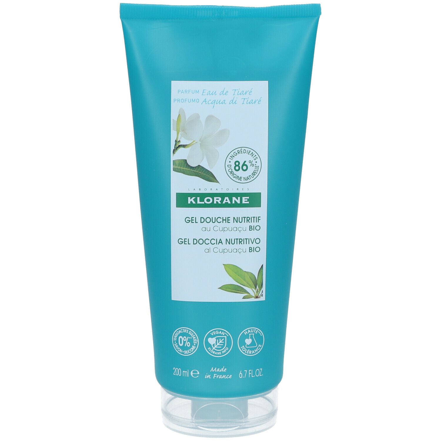 Klorane Voedende Douchegel Cupuaçu Bio - Tiarewater Nieuwe Formule 200ml 200 ml Duschgel