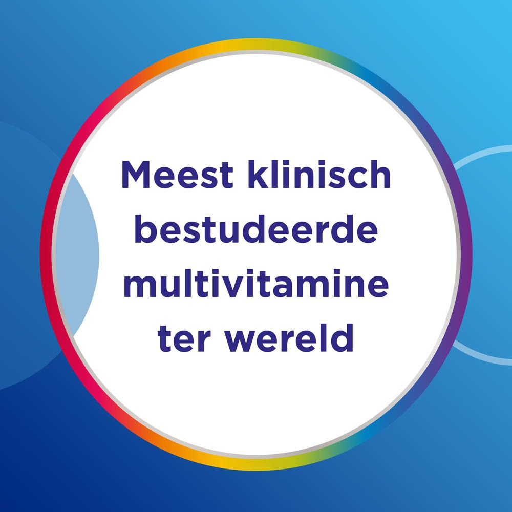 Centrum MEN verpakking en fles. Opschrift: 30 tabletten. 13 vitaminen + 10 mineralen. Blauw design.