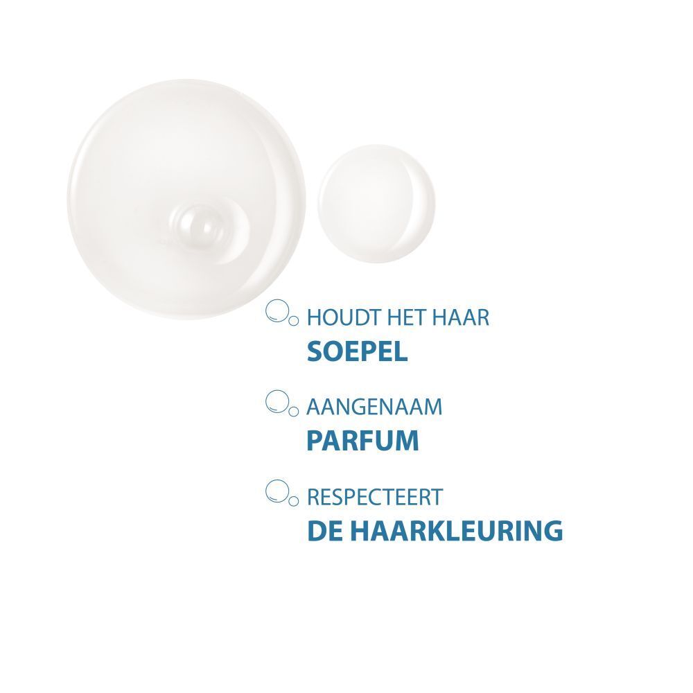 Bellen. Tekst: Houdt het haar soepel, aangenaam parfum, respecteert de haarkleuring.