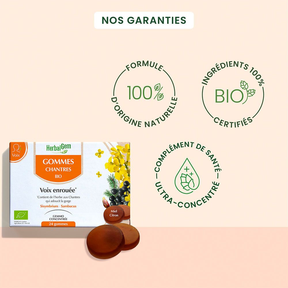 Productverpakking met logo's: 100% natuurlijke formule, 100% biologische ingrediënten, ultra-geconcentreerd gezondheidssupplement.