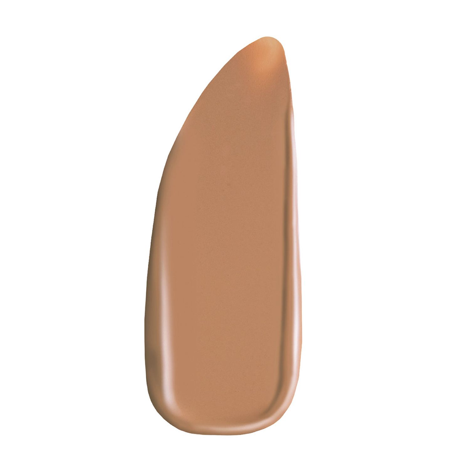 Beige Farbprobe von Foundation. Form eines Tropfens. Hintergrund weiß.