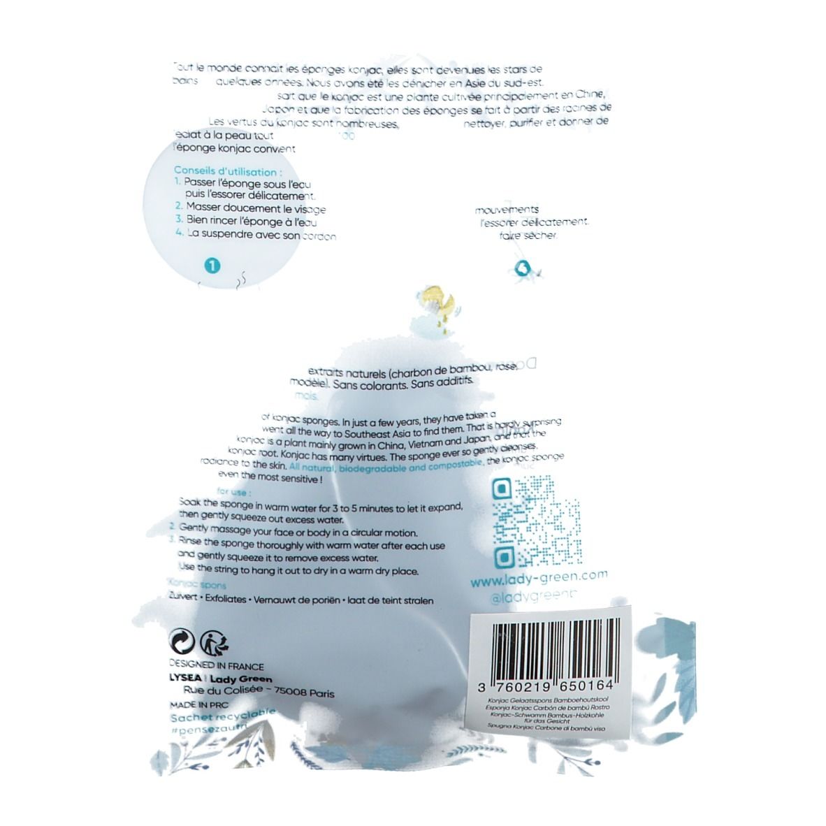 Rückseite der Verpackung mit Text und Barcode. Enthält Informationen zur Anwendung und Inhaltsstoffe.