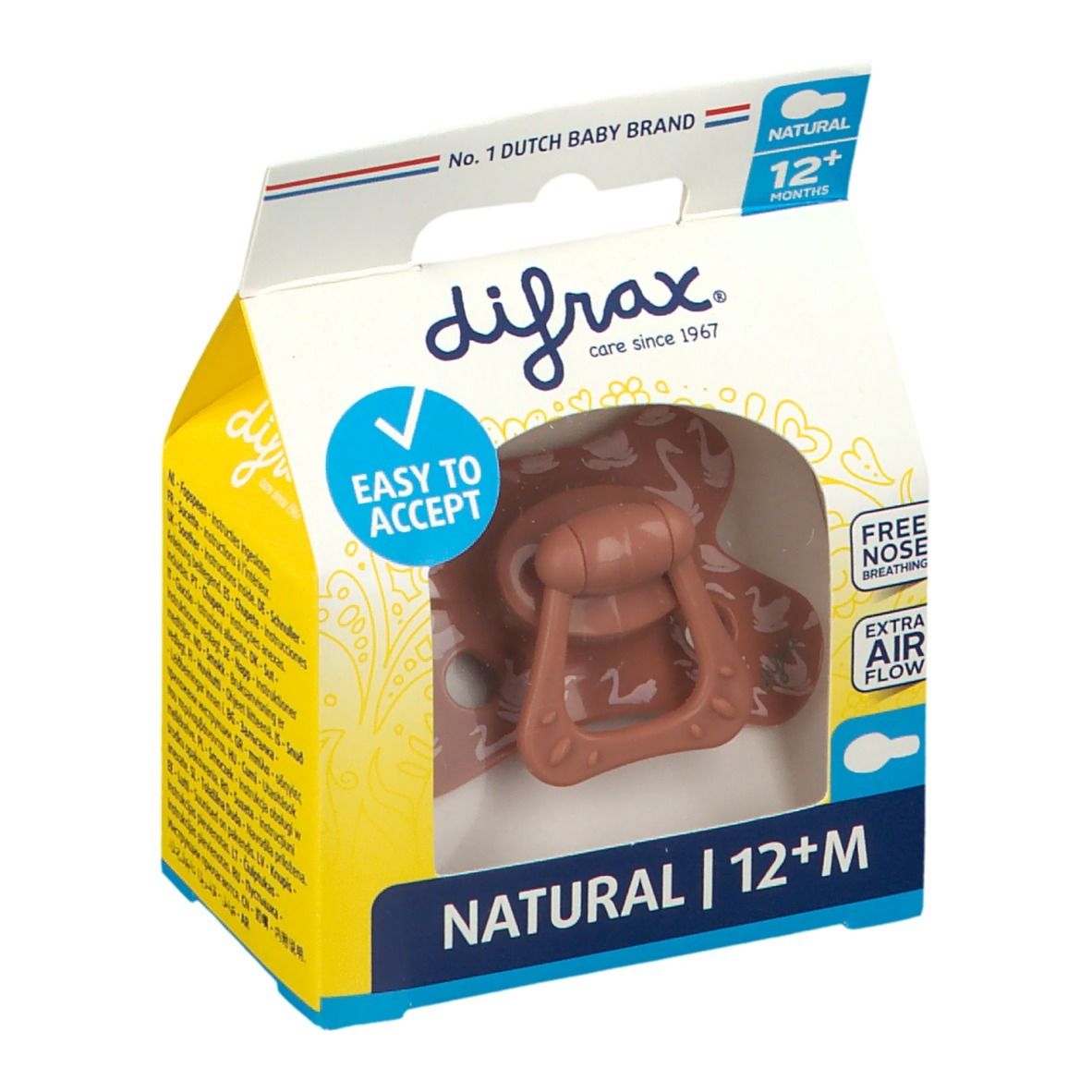 difrax® Sucette Natural +12 Mois - Swans (Couleur non sélectionnable)
