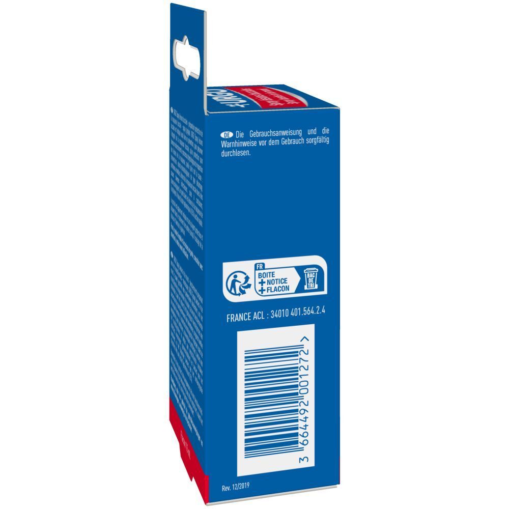 Achterkant van de verpakking van URGO Spray Lésions Buccales. Barcode en tekst. Flesje 15 ml.