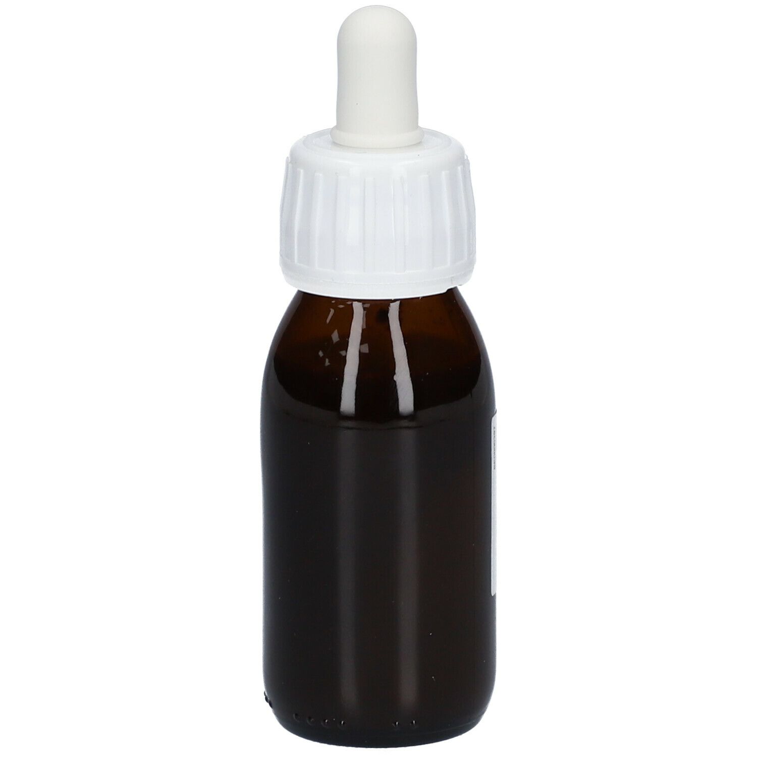 Bruine glazen fles met witte dop en pipet. Etiket met productinformatie. Soria Natural® Composor 01 Buccosor XXI.