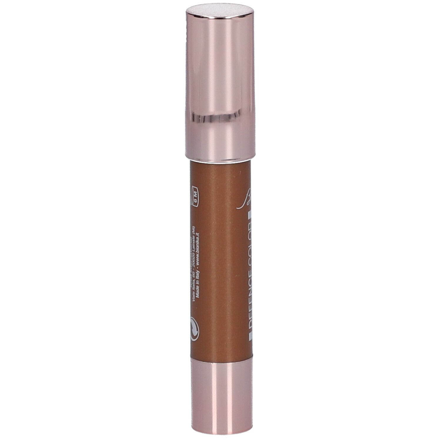 Bronzen Eyelumiere-stift met roségouden dop. Merk: BioNike. Tekst: DEFENCE COLOR Eyelumiere.