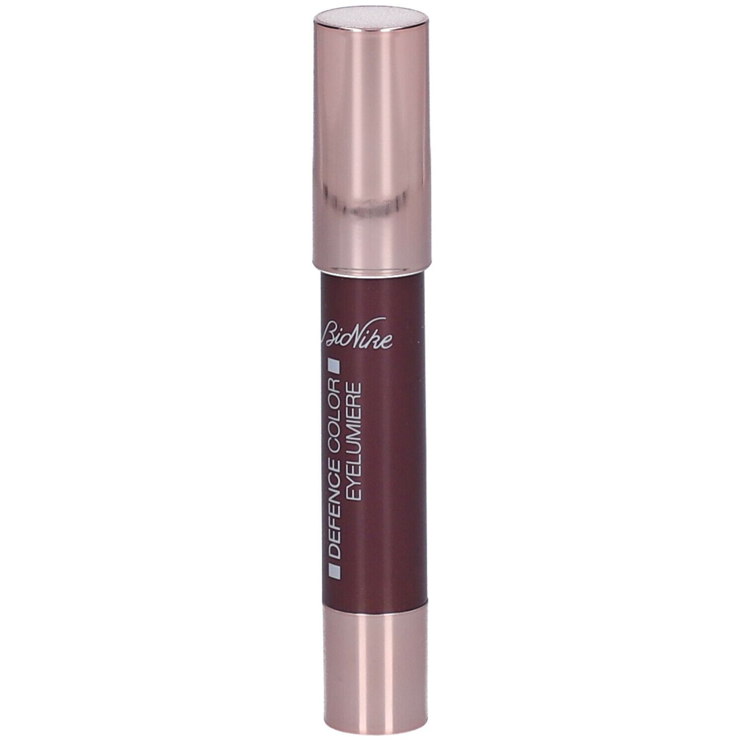Crayon Eyelumiere Marsala, capuchon et base or rose. Marque BioNike, inscription DEFENCE COLOR EYELUMIERE.