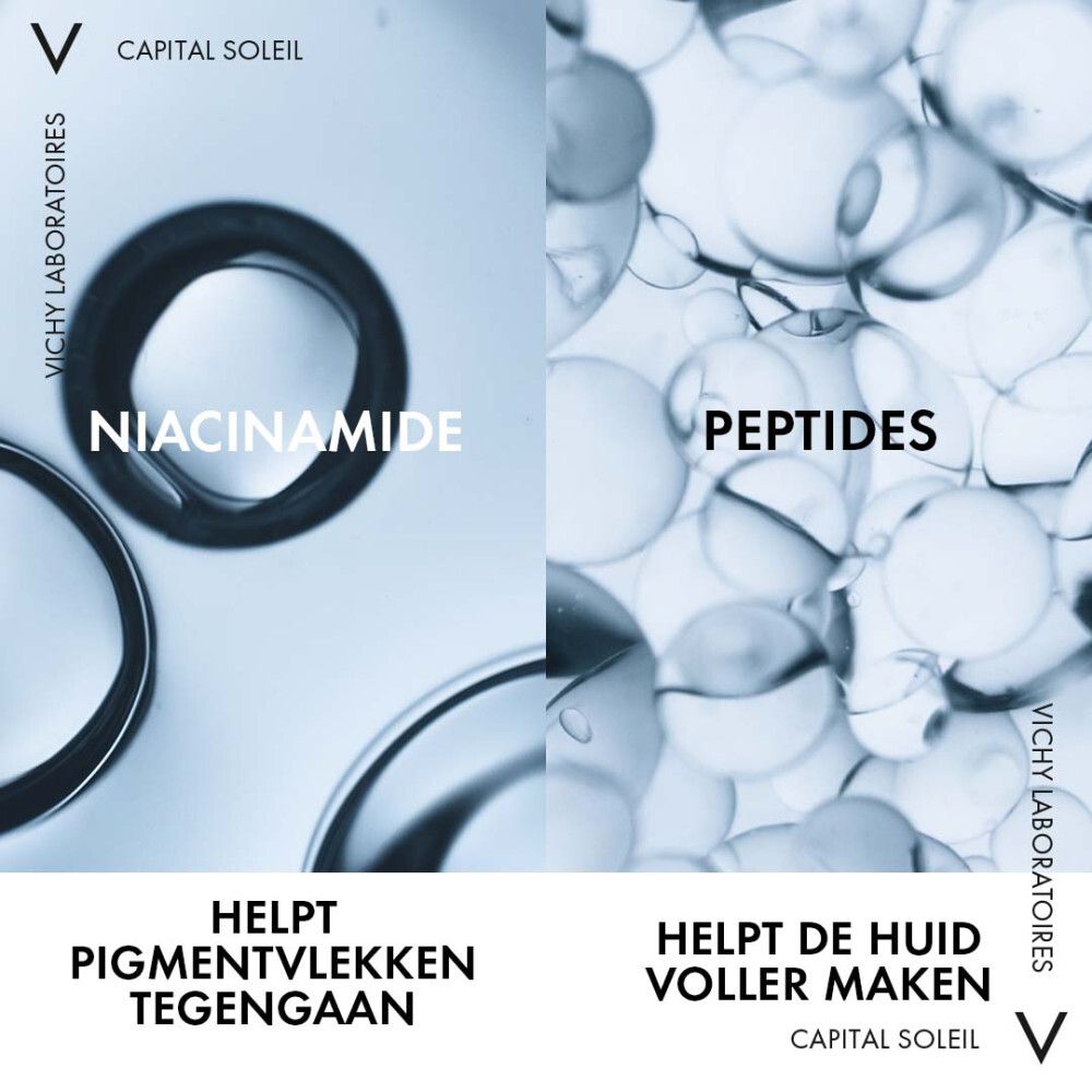 Achterkant van de witte fles. Tekstinformatie en logo's zichtbaar.