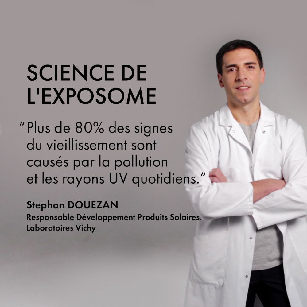 Emballage du produit. Vichy Capital Soleil UV-Age Daily SPF50+ est visible.