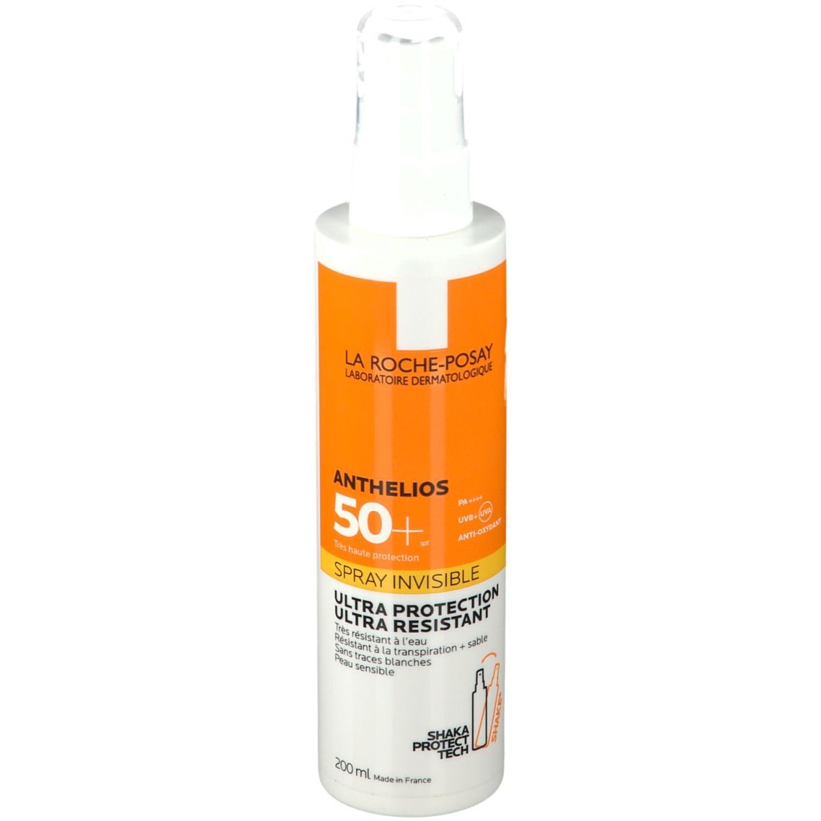 La Roche-Posay Anthelios 50+ Invisible Spray. Witte fles met oranje label. 200ml.