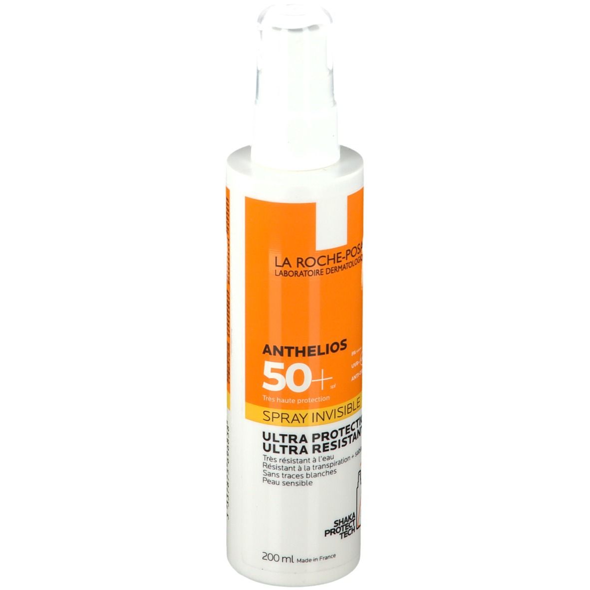 La Roche-Posay Anthelios 50+ Invisible Spray. Witte fles met oranje label. 200ml.