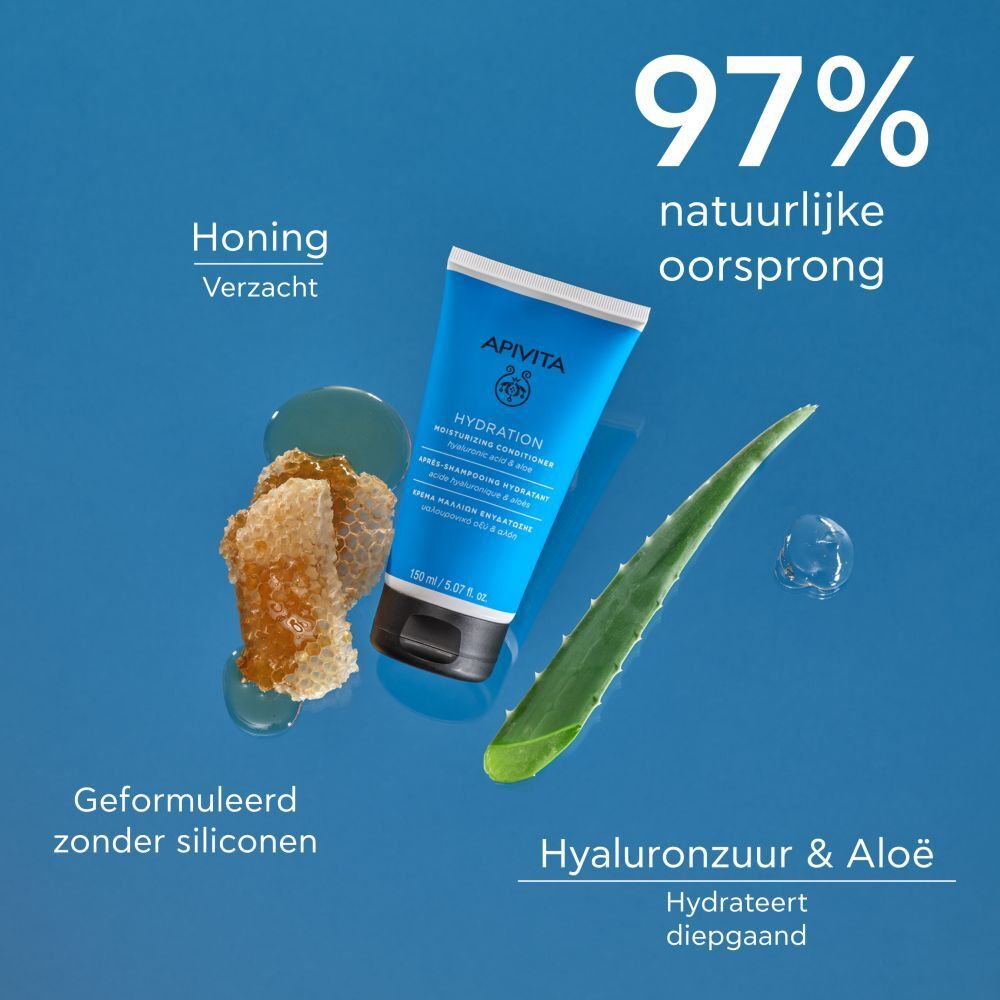 Product met honingraat, aloë vera. Tekst: 97% van natuurlijke oorsprong. Zonder siliconen.