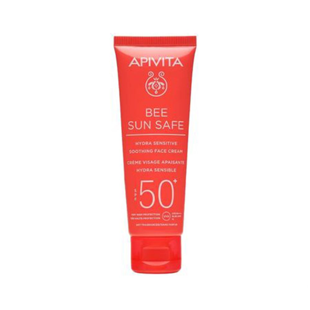Rode tube APIVITA BEE SUN SAFE. Hydra Sensitive Soothing Face Cream 50+.