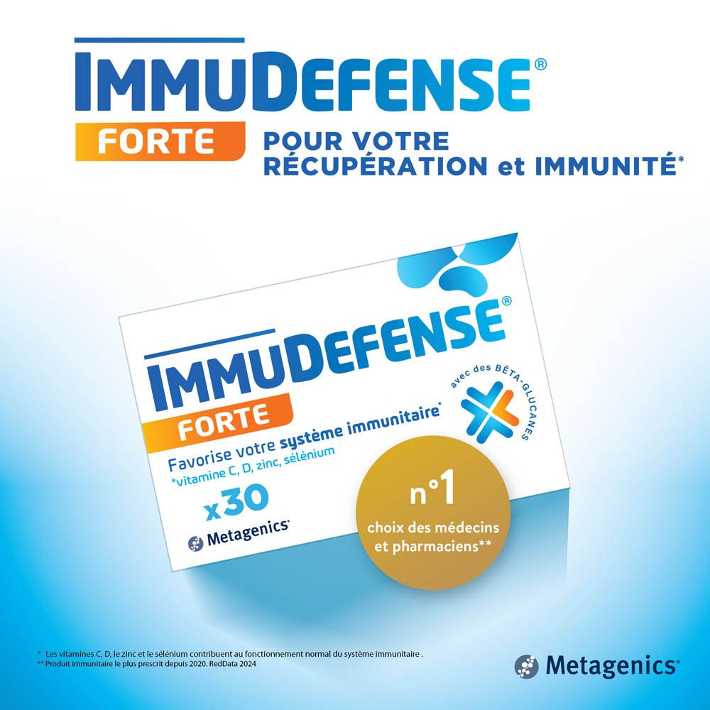 Graphique avec produit et texte. Favorise la récupération et l'immunité. Choix n°1 des médecins et pharmaciens.