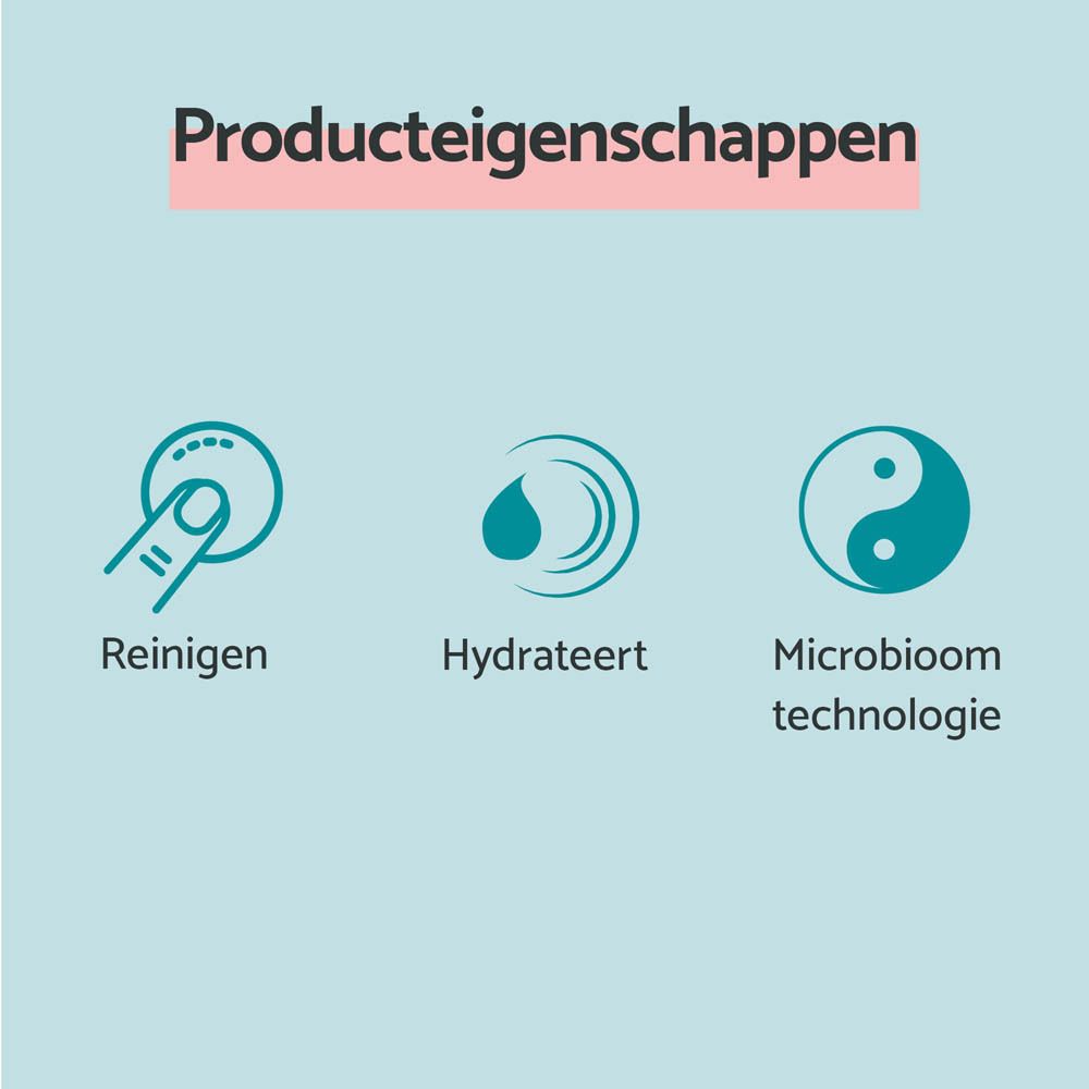 Productfles en verpakking. Blauwe verpakking met productinformatie en merk.