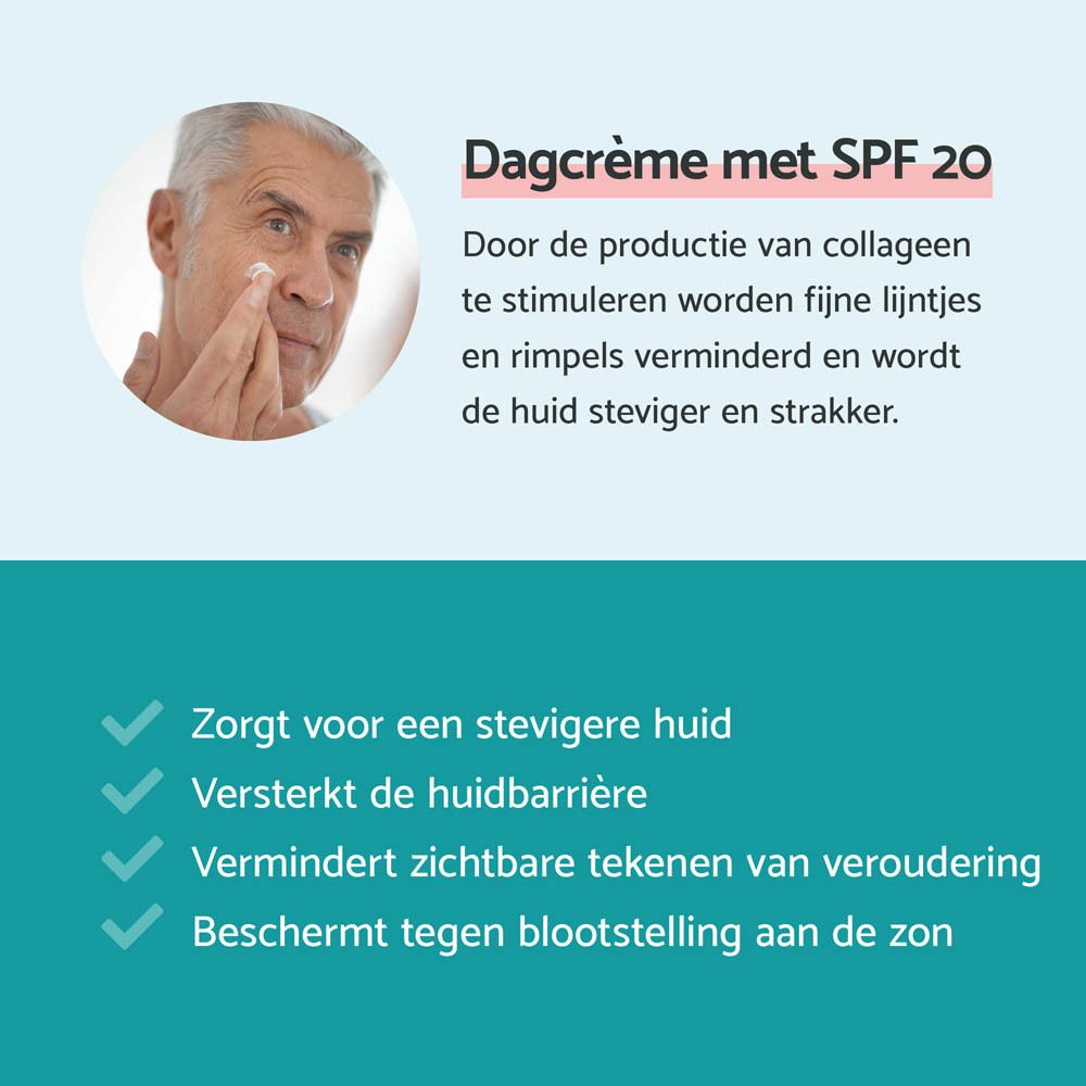 Tekstpagina met informatie over gebruik en effecten van de dagcrème.