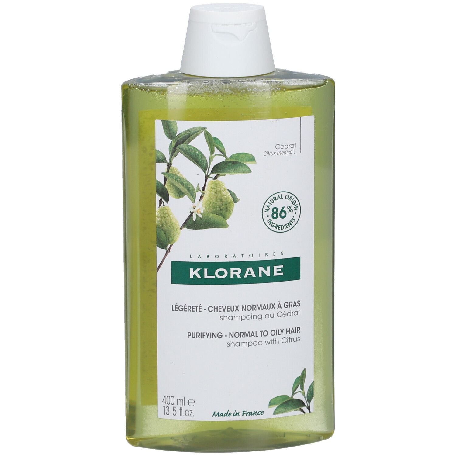 Klorane Purifying Shampoo with Citrus Normal to Oily Hair Nieuwe Formule 400ml 400 ml