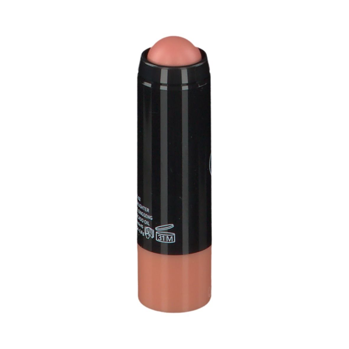 Glow Stick pêche et or. Bâton noir avec capuchon noir et logo N. Base pêche.