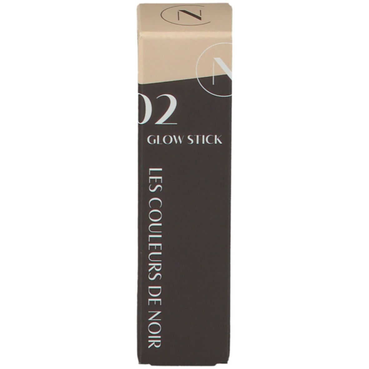 Glow Stick et emballage. Bâton noir avec capuchon noir et logo N. Emballage avec logo et nom du produit.