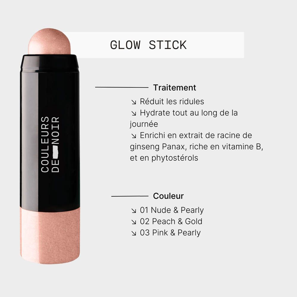 Glow Stick et informations sur le produit. Bâton noir avec pêche et or.