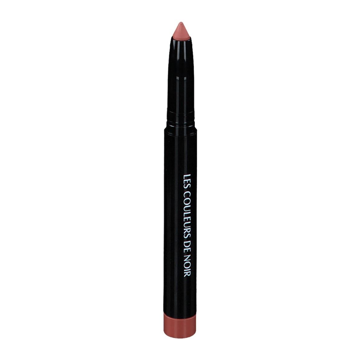 Lippenstift in Stiftform, Farbe: Rosa-Braun. Schwarzer Stift mit Aufschrift LES COULEURS DE NOIR.