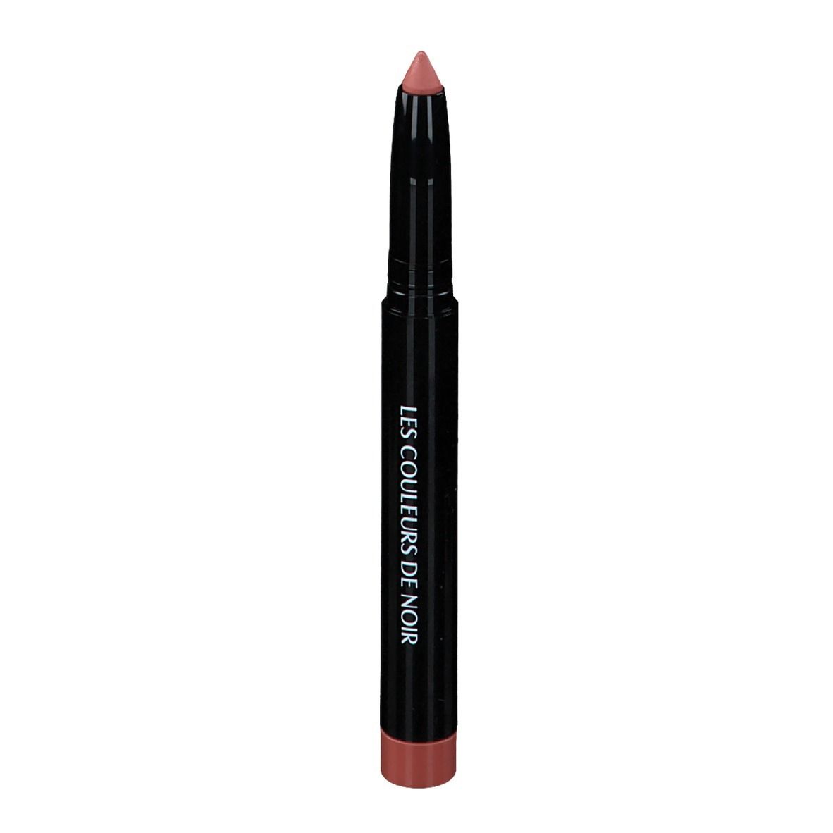 Lippenstift in Stiftform, Farbe: Rosa-Braun. Schwarzer Stift mit Aufschrift LES COULEURS DE NOIR.