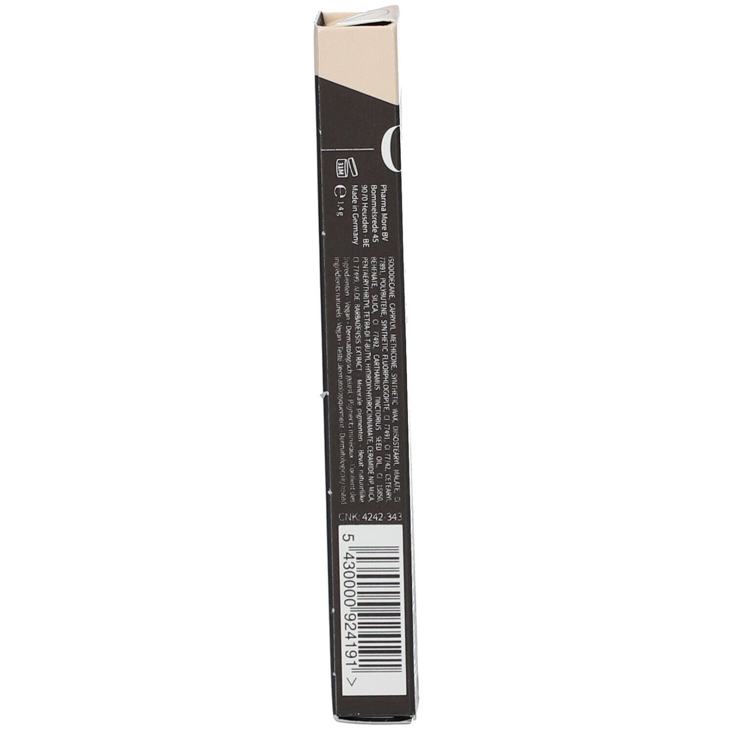 Emballage avec informations produit. Inscription : CONFIDENT LIPS for colourful moments.