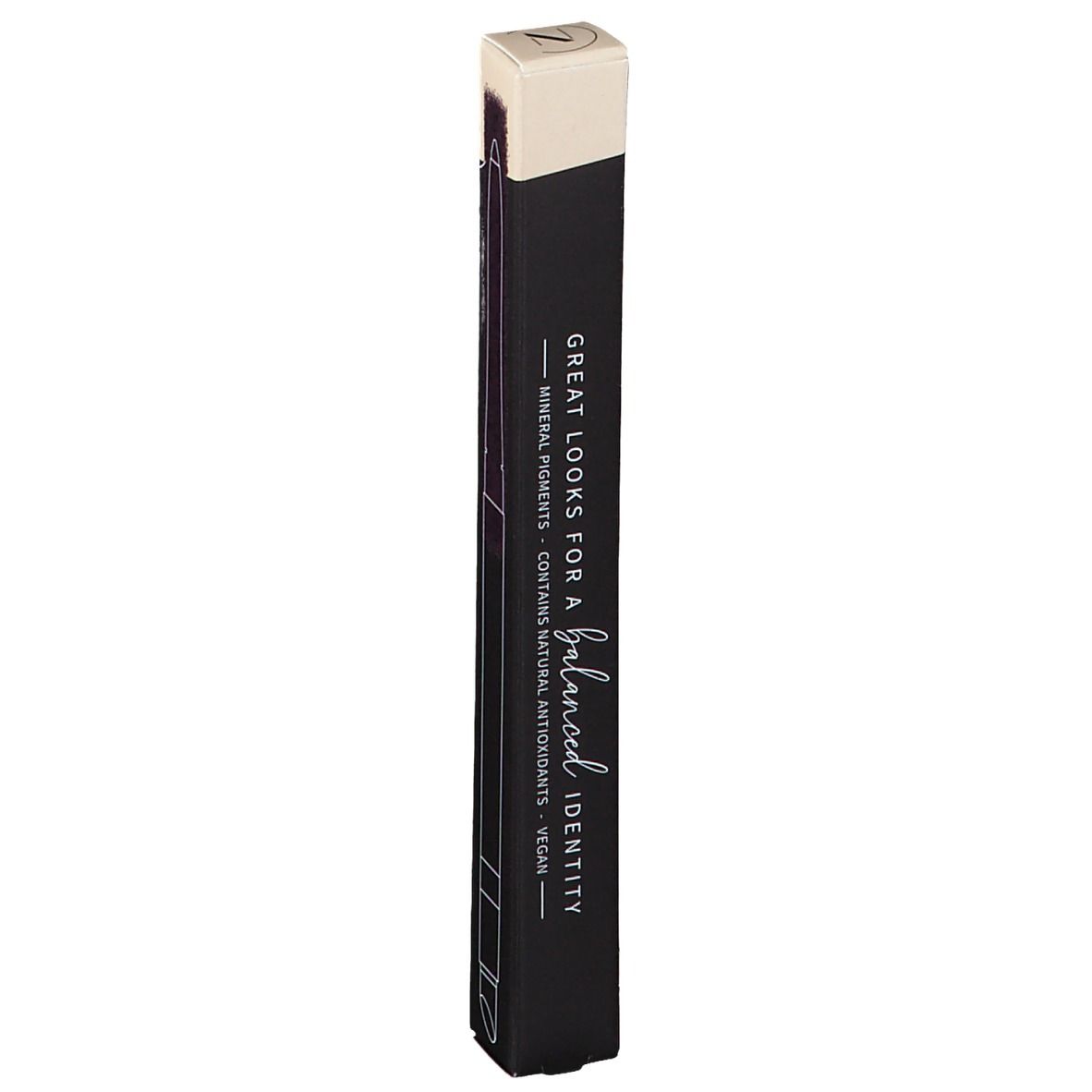 Schwarze, längliche Verpackung mit Text. Oben hellbeige, mit der Aufschrift "07 Stylo Yeux Noir".