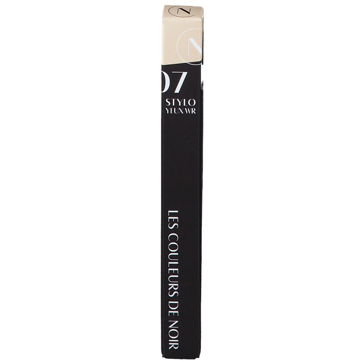 Schwarze, längliche Verpackung mit der Aufschrift "07 Stylo Yeux Noir".