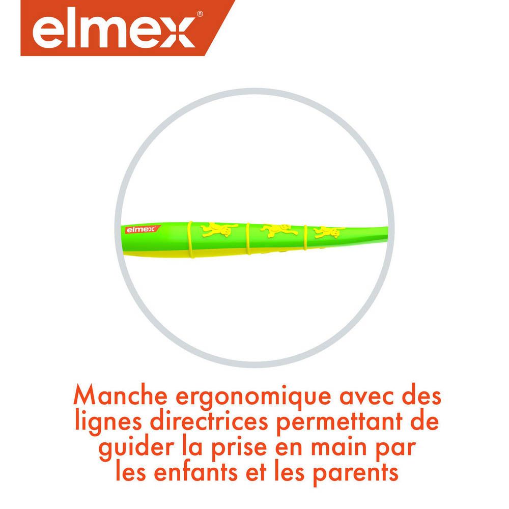 Gros plan : manche ergonomique. Texte : Manche ergonomique pour une prise en main facile.