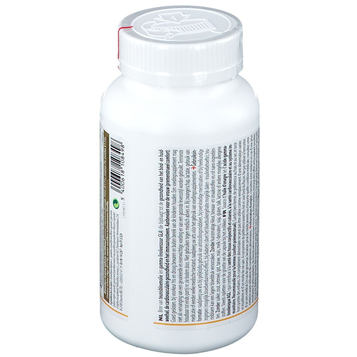 Achterkant van de witte fles met ALTISA Vitamins. Tekstinformatie over het product.