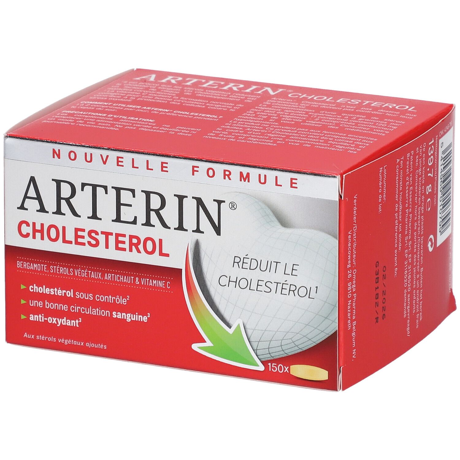 Rode doos Arterin Cholesterol. Nieuwe formule. Bevat 150 tabletten.