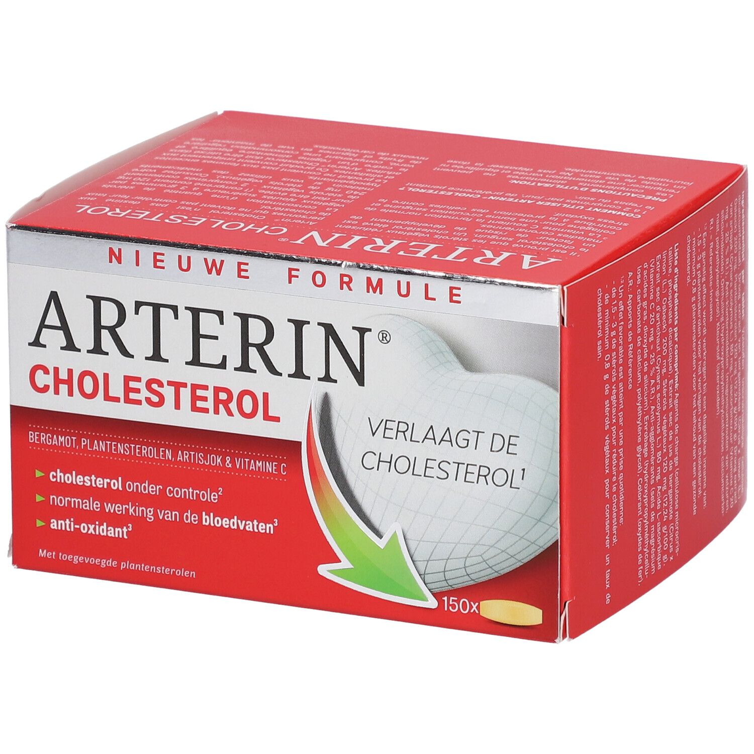 Rode doos Arterin Cholesterol. Nieuwe formule. Bevat 150 tabletten.