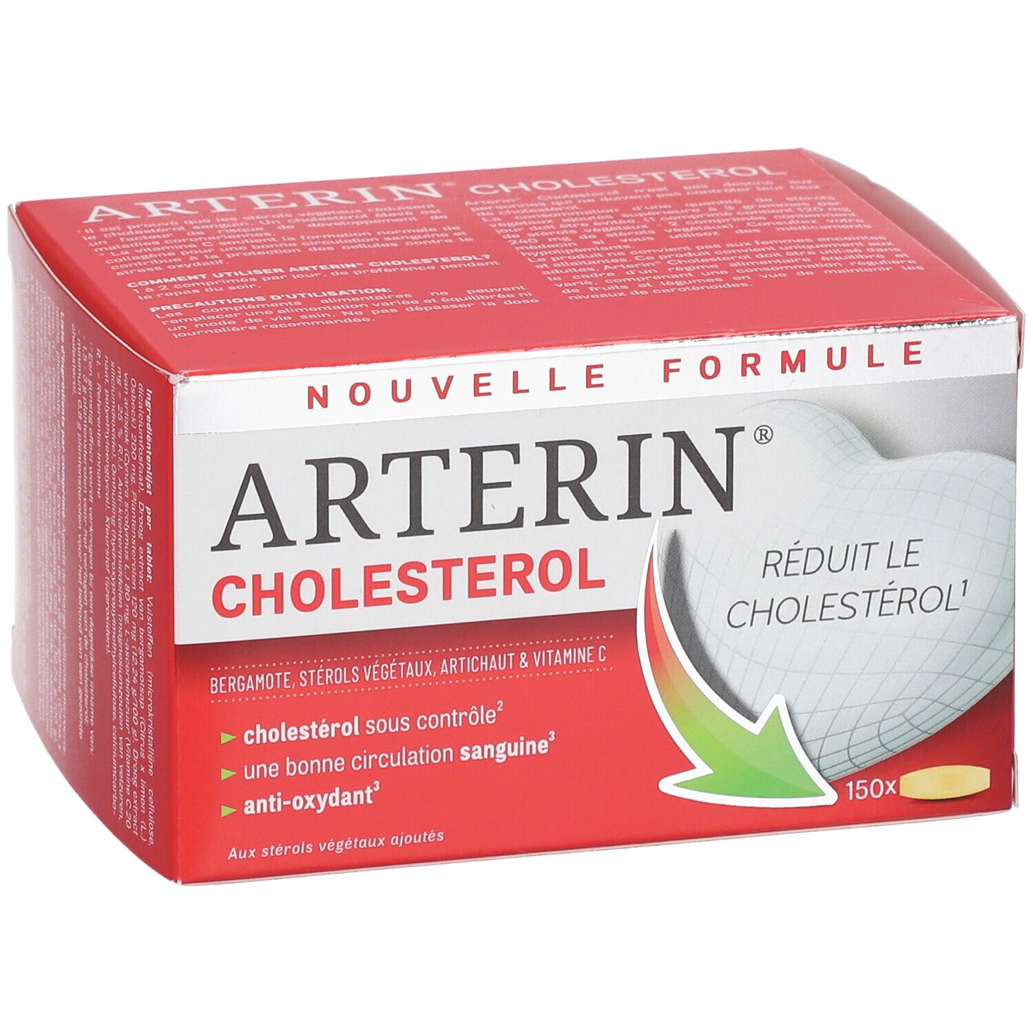 Rode doos Arterin Cholesterol. Nieuwe formule. Bevat 150 tabletten.
