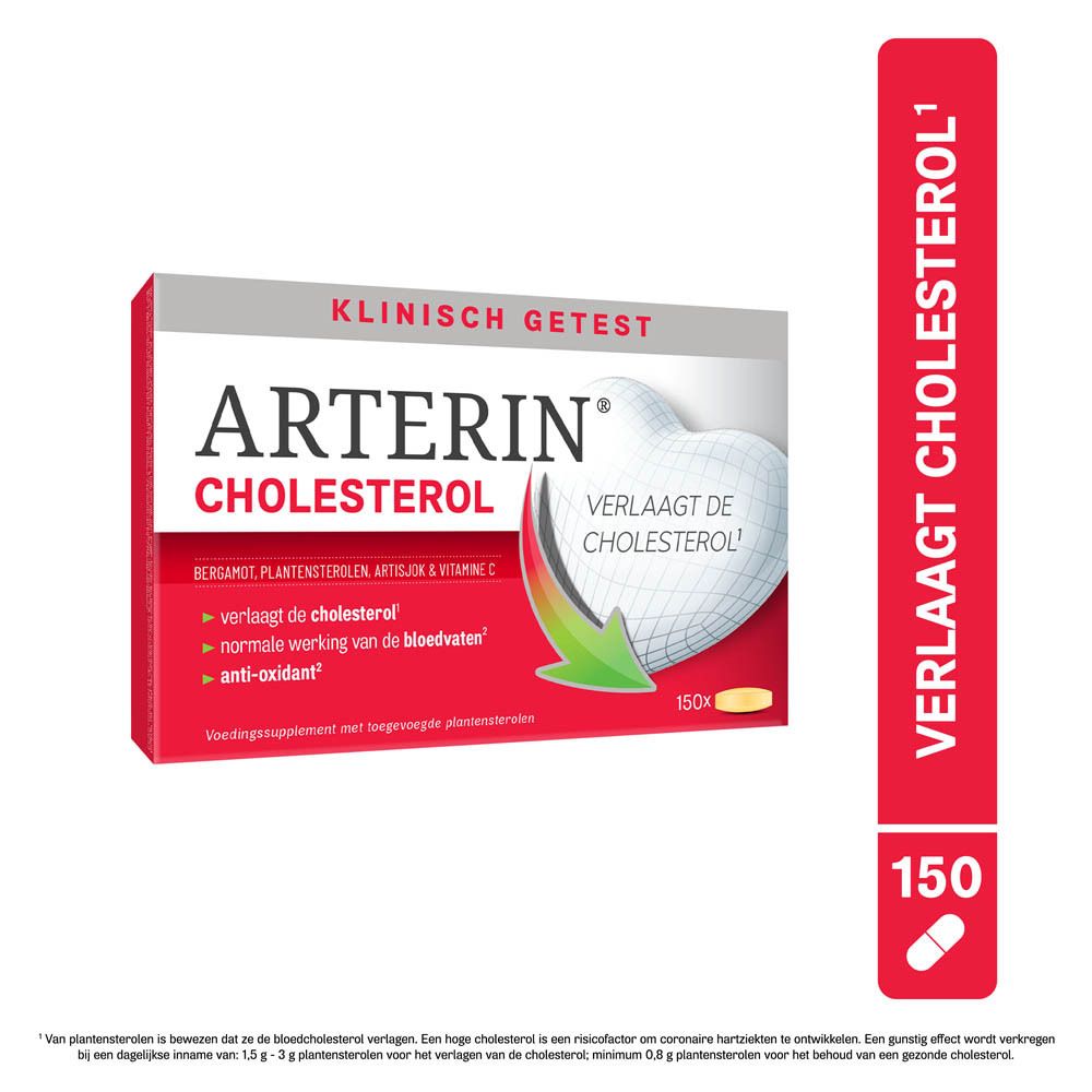 Arterin Cholesterol verpakking met 150 tabletten en aparte blister.