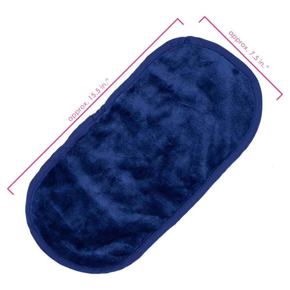 Make Up Eraser bleu marine. Ovale, avec dimensions : env. 15,5 x 7,5 pouces. En matière douce.