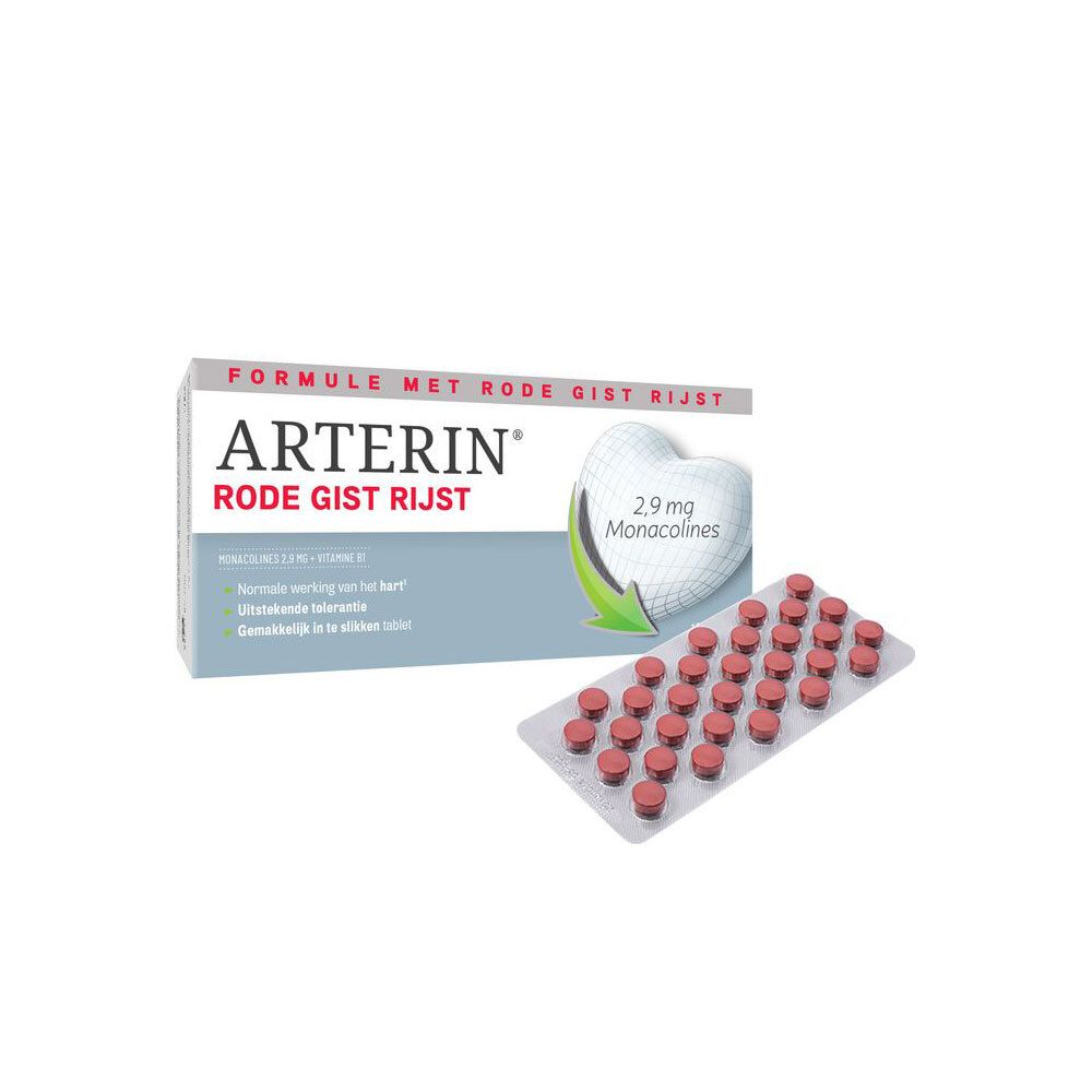Arterin® Rode Gist Rijst-verpakking met blisterverpakking tabletten.