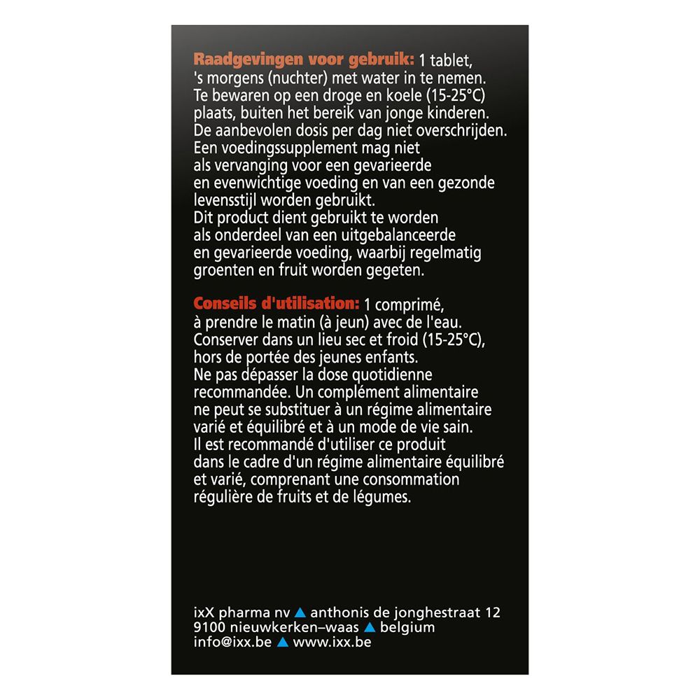 Dos d'une boîte avec texte.