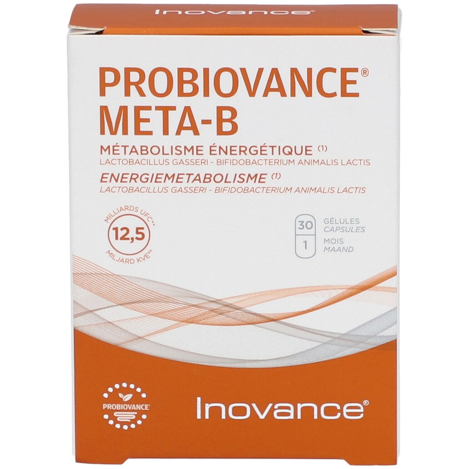 Doos PROBIOVANCE META-B. Bevat 30 capsules. Merk Inovance.