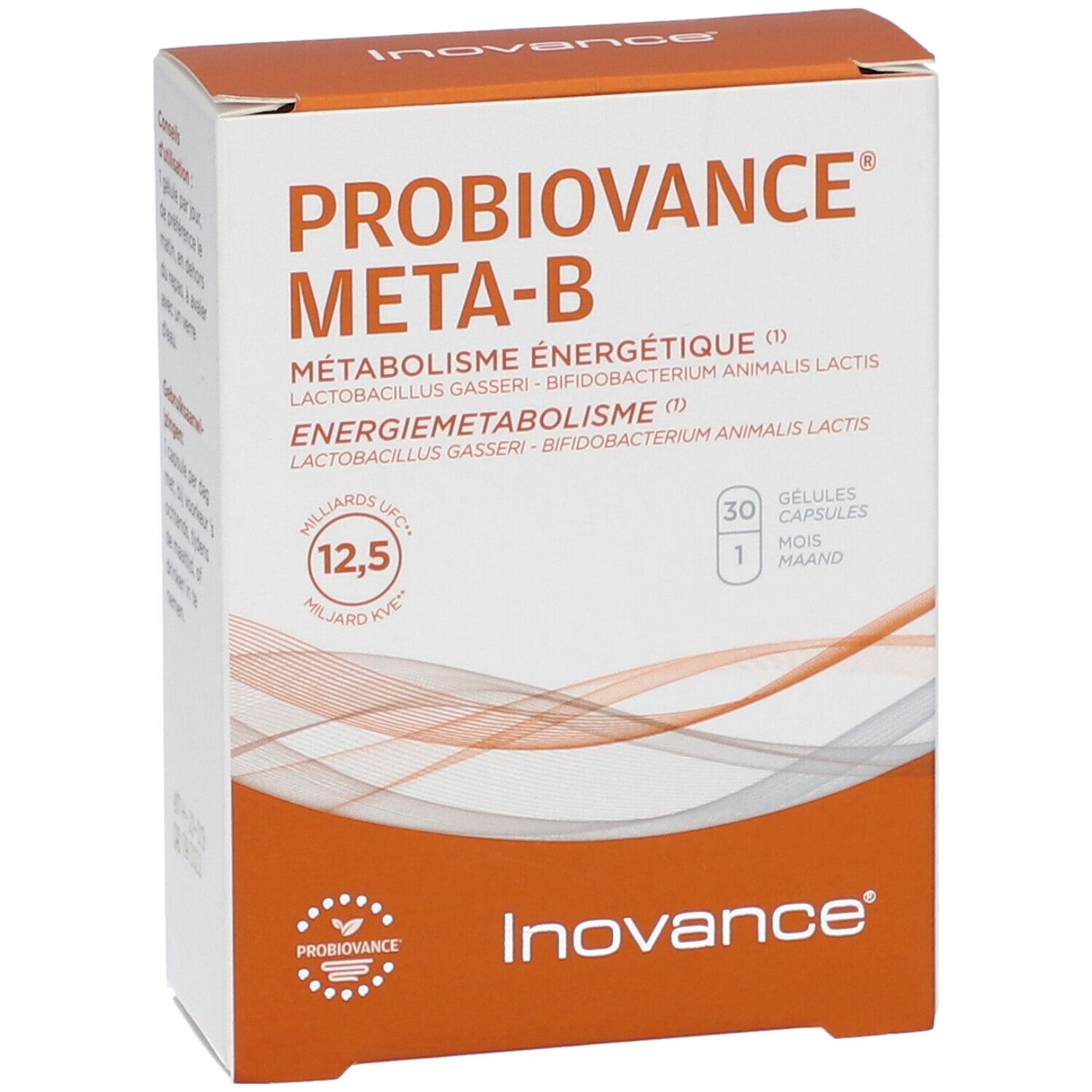 Doos PROBIOVANCE META-B. Bevat 30 capsules. Merk Inovance.