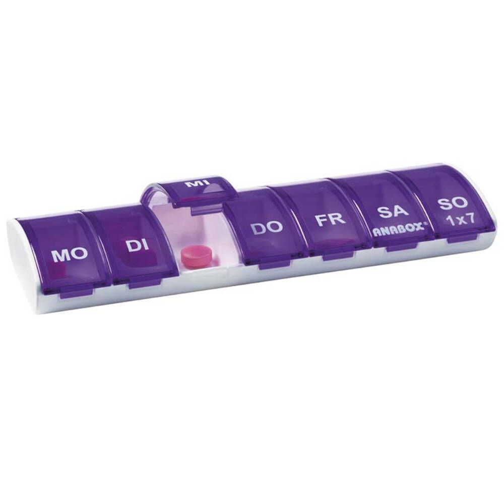 Anabox® 1x7 Distributeur de comprimés violet